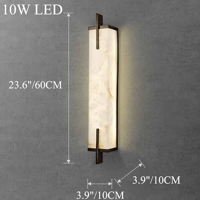 Square milky white natural marble lampshade modern alabaster lighting hotel wall lamp - Image 3