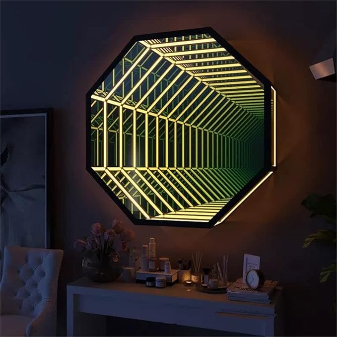 Modern Style Nordic Luxury Octagon RGB 3D Mirror Light Remote Control LED Atmosphere Magical Mirror Wall Lamp - Image 3